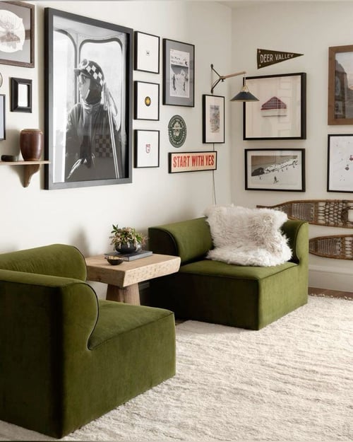 Lounge design with green couch